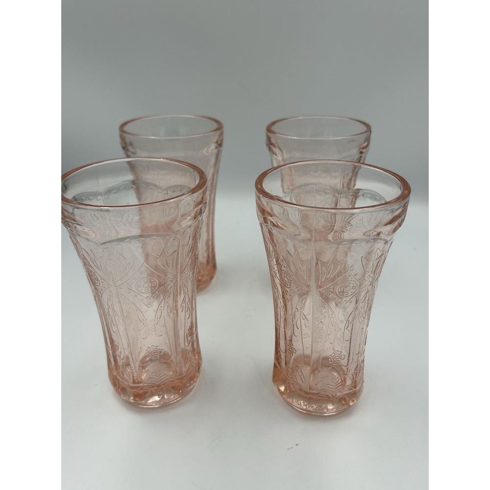Indiana Glass Pink Recollection Tumbler Madrid Pattern Approx 14oz 6 1/4" Tall